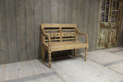 Teakhouten stationsbank 2 zits 100 cm