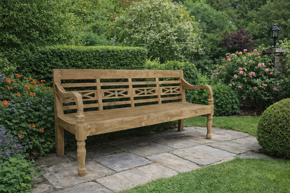 Teakhouten stationsbank 4 zits 190 cm