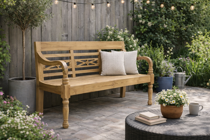Teakhouten stationsbank 3 zits 130 cm