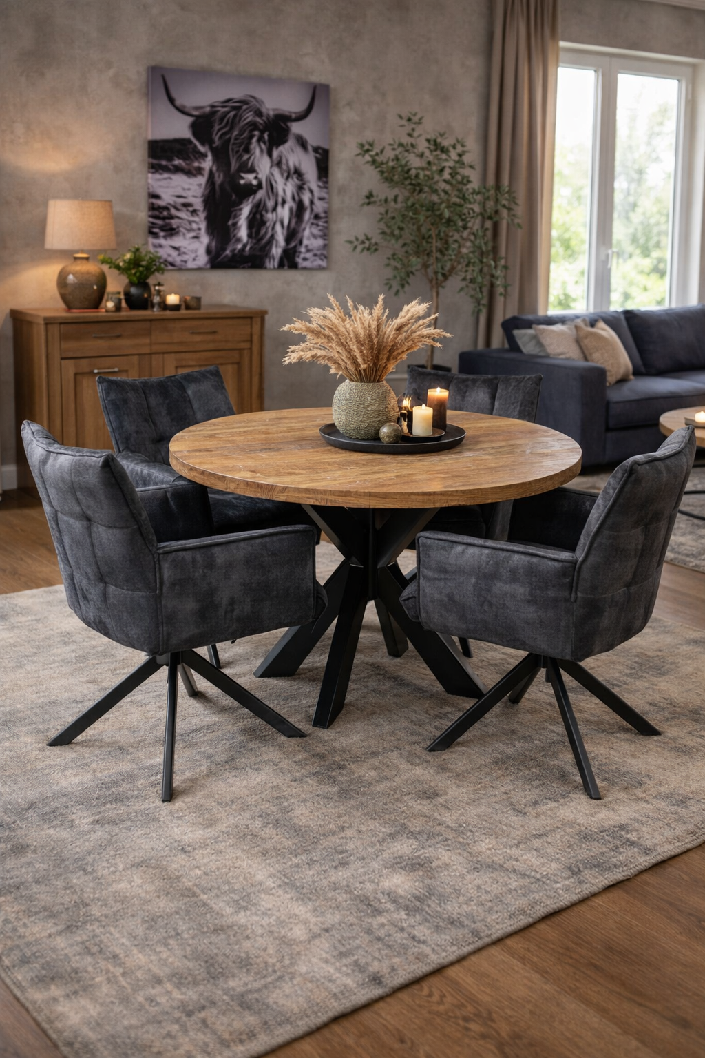 Eetkamertafel mangohout rond