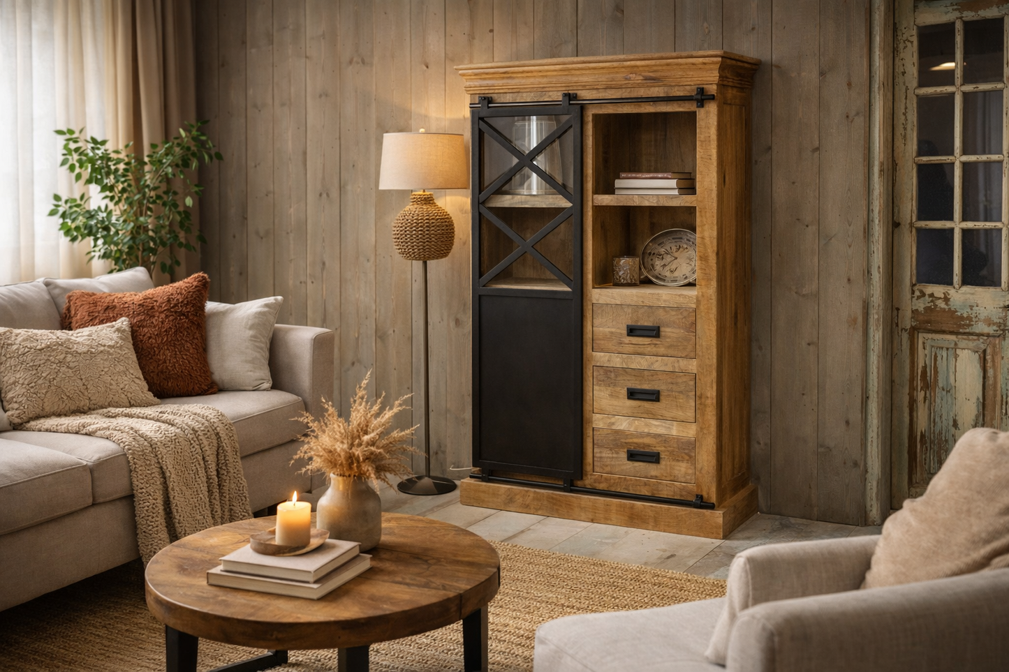 Wandkast mangohout Nora 90 cm