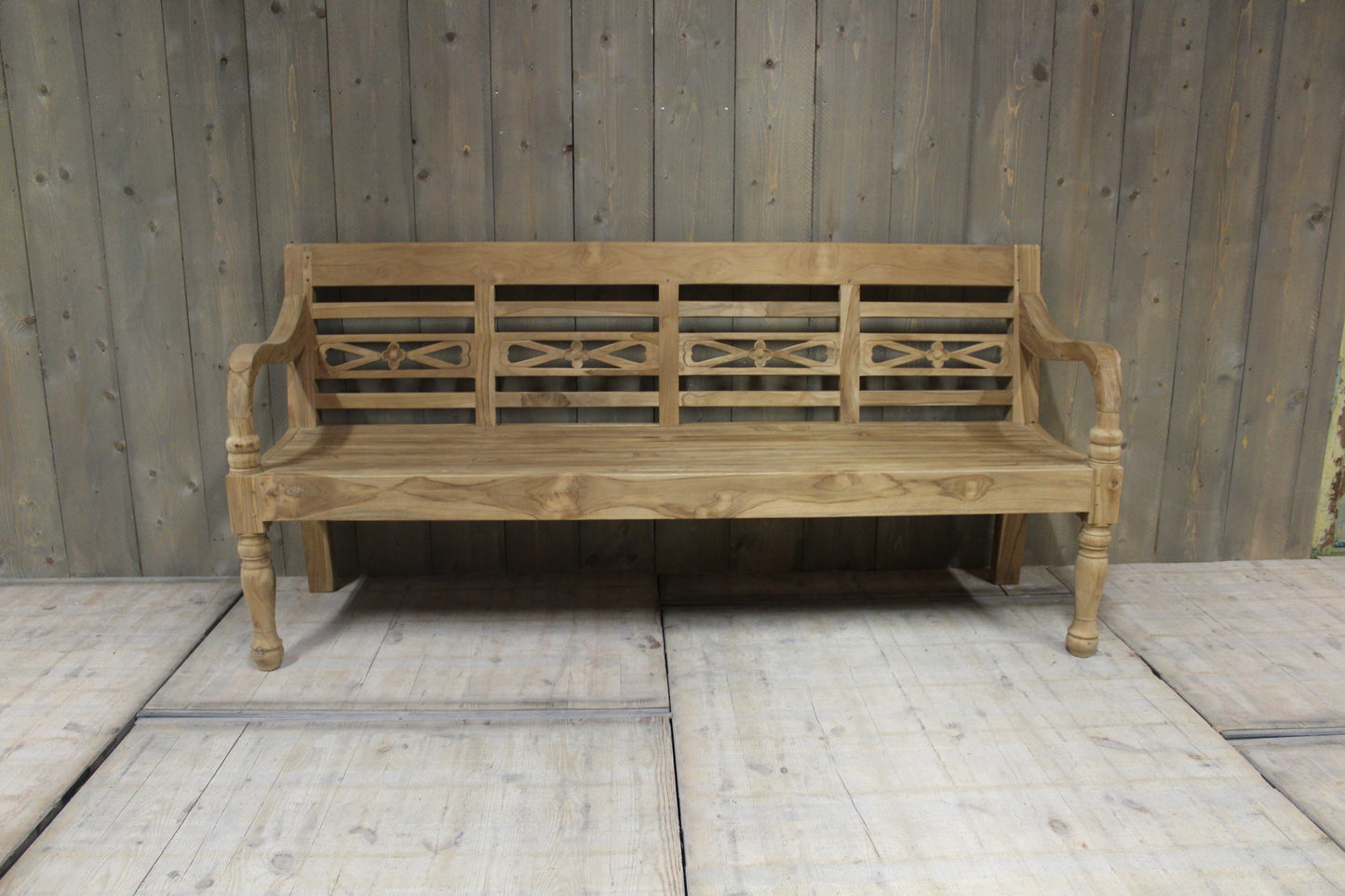 Teakhouten stationsbank 4 zits 190 cm