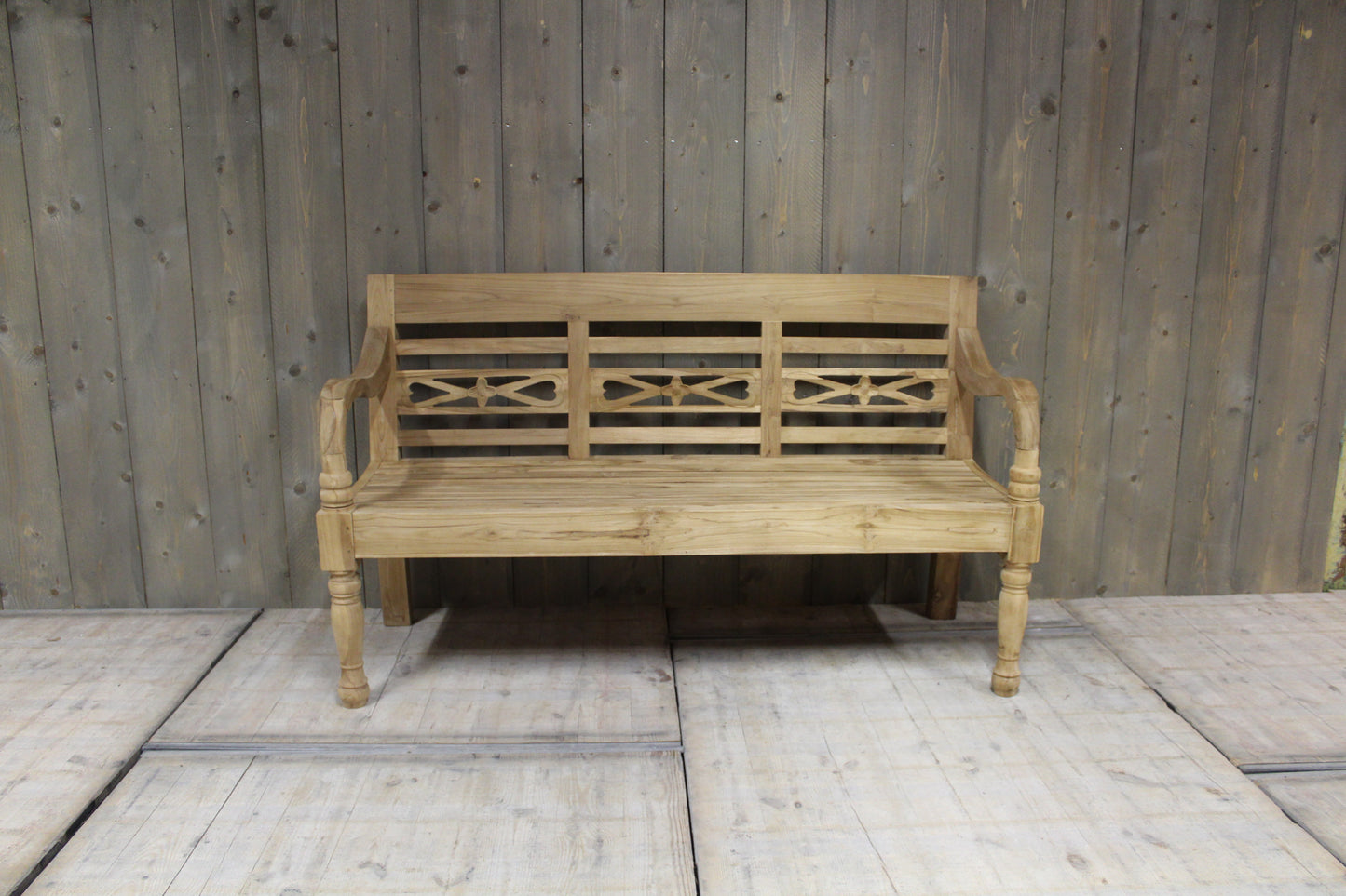 Teakhouten stationsbank 3 zits 130 cm