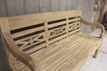 Teakhouten stationsbank 3 zits 130 cm