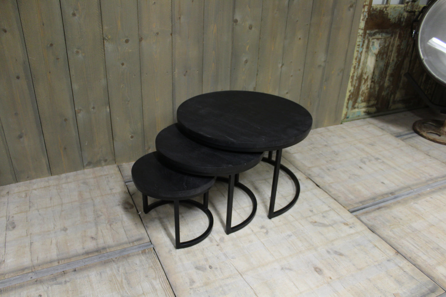 Salontafel mango set van 3 Zwart