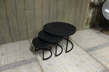 Salontafel mango set van 3 Zwart