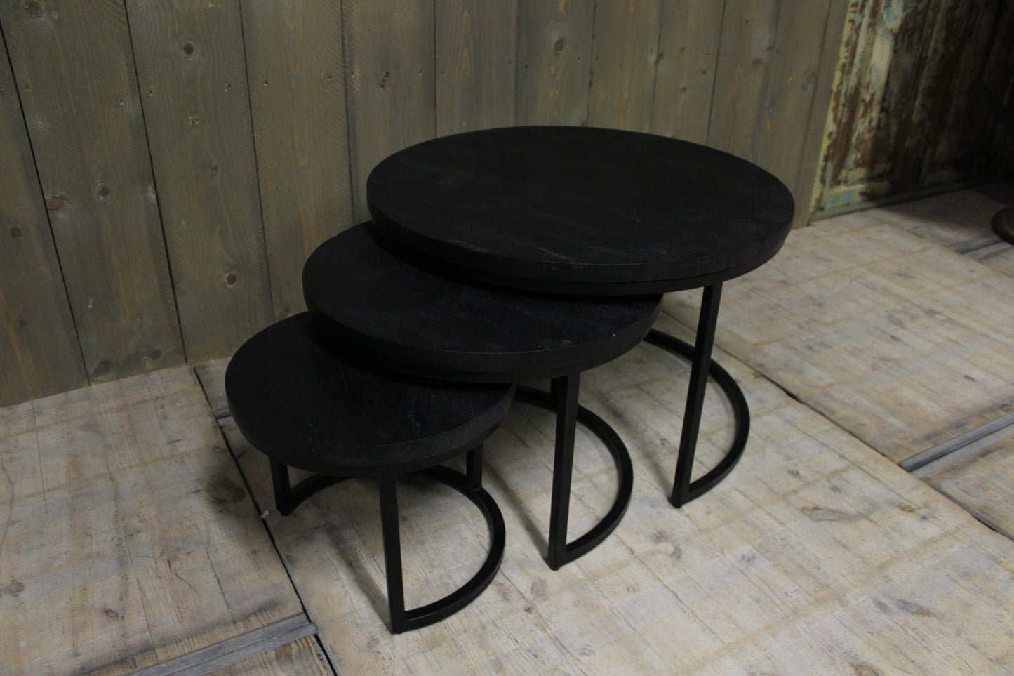 Salontafel mango set van 3 Zwart