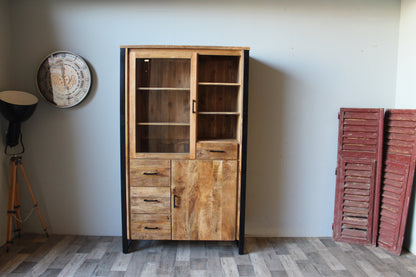 Vitrinekast mangohout New Jersey 120 cm