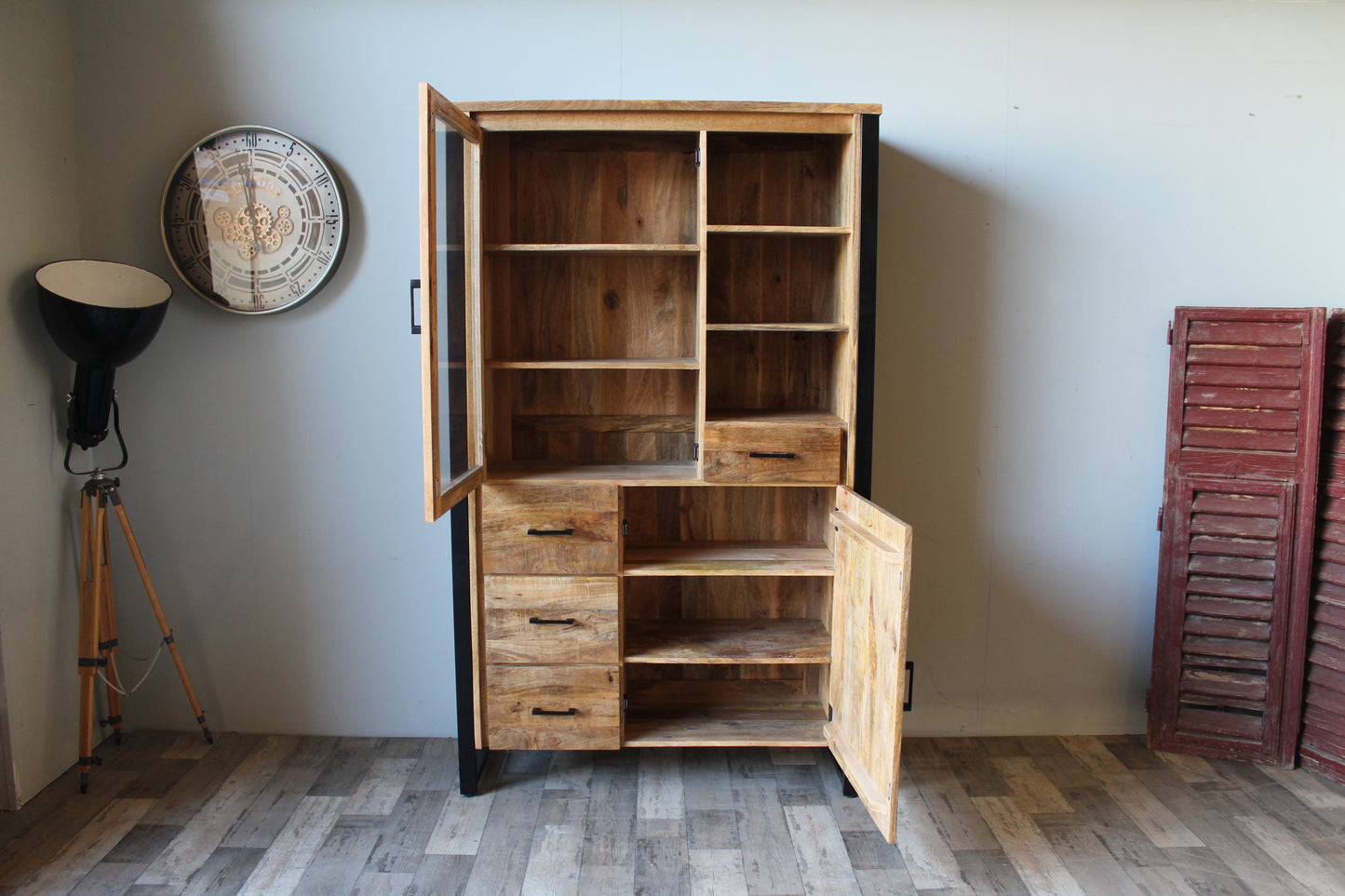 Vitrinekast mangohout New Jersey 120 cm