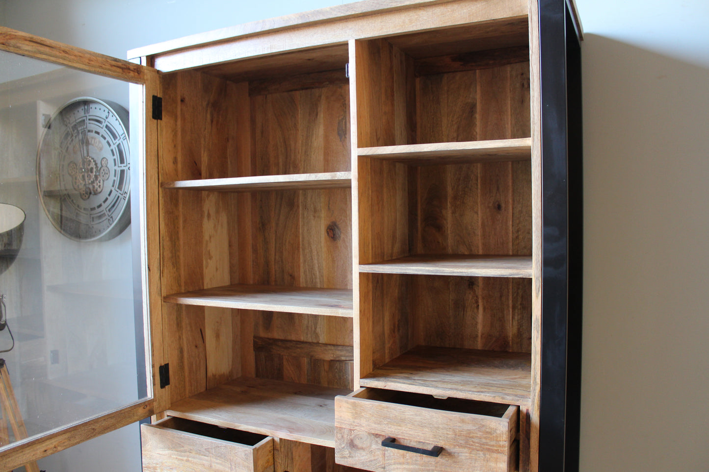 Vitrinekast mangohout New Jersey 120 cm