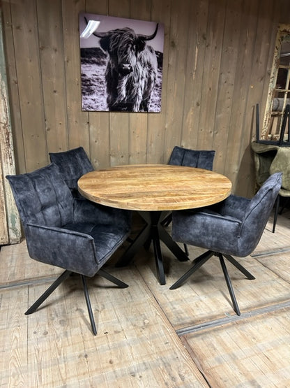 Eetkamertafel mangohout rond