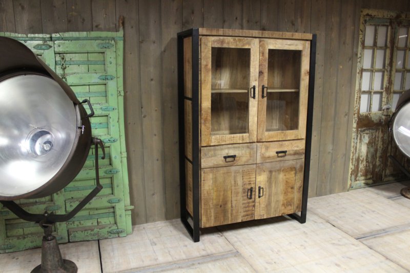 Vitrinekast mangohout Brit 110 cm